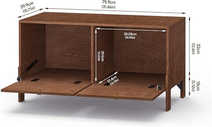 Sebastack Coffee Table, Expandable Entertainment Center and Media Console with Storage and Drawer,Wooden Furniture for Living Room, Bedroom，31 inch Width Walnut Color