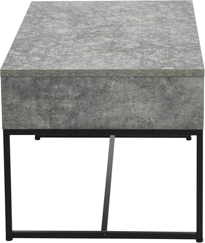 Household Essentials Wrap Rectangular Coffee Table Rustic Slate Concrete and Black Metal