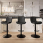 YOUNIKE 3 Black Bar Stools Modern Swivel Counter Height Bar Chair with Back Adjustable Kitchen Island Faux Leather Padded Barstools taburetes de bar Breakfast sillas para barra de cocina 3PCS