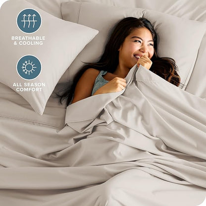 Bare Home Full Sheet Set - Luxury 1800 Ultra-Soft Microfiber Full Bed Sheets - Double Brushed - Deep Pockets - Easy Fit - 4 Piece Set - Bedding Sheets & Pillowcases (Full, Wheat)