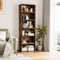 6-Tier Book Shelf, Floor Standing Open Bookcase, Wooden Display Storage Shelves with Anti-Tipping Device, 71" Tall Bookshelf for Bedroom, Living Room and Office, Brown