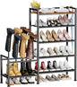 Shoe Rack Organizer and Storage - 5 Tier Metal Shoe Rack with Boot Storage & Side Any Combination - Space Saving Shoe Shelf for Entryway, Bedroom, Closet, Garage, Small Spaces