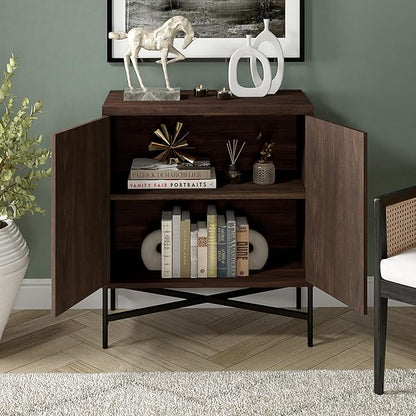 Henn&Hart 28" Wide Rectangular Accent Cabinet in Brown, for Home, Living Room, Bedroom, Entertainment Room, Office