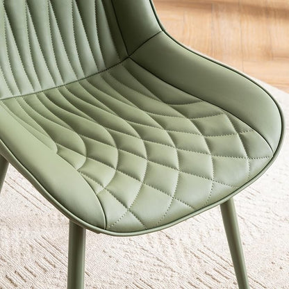YOUNIKE Dining Chairs Set of 2 with High Backs Mid Century Modern Kitchen & Dining Room Chairs Faux Leather Upholstered Wide Accent Chair Comfortable Padded Living Wating Room Chair Olive Green