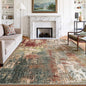 Washable Area Rugs 7'x9' Non-Slip Modern Abstract Soft for Living Room Entryway Bedroom Nursery, Print Pattern, Brown Rust Red Multi