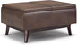 SIMPLIHOME Owen 34 inch Wide Mid Century Modern Rectangle Coffee Table Storage Ottoman Distressed Chestnut Brown/Flip Over Tray top