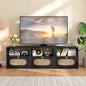 3-in-1 Modular TV Stand with Rattan Doors, DIY Media Console Boho Entertainment Center Modern TV Cabinet with Open Shelves,Black