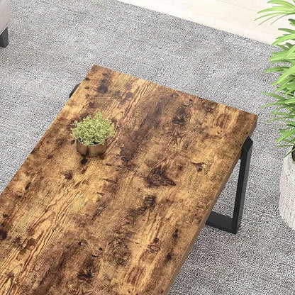 FOLUBAN Coffee Table, Modern Rustic Wood and Metal Center Table, Industrial Rectangle Cocktail Tea Table for Living Room, Brown, 47 Inch