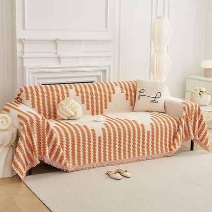 HAOMAIJIA Boho Sofa Covers Couch Covers for 3 Cushion Couch Sofa Pet Friendly Soft Thick Non Slip Couch Cover for Dogs Washable Sectional Couch Covers L Shape Furniture Protector (Orange, 71"x134")
