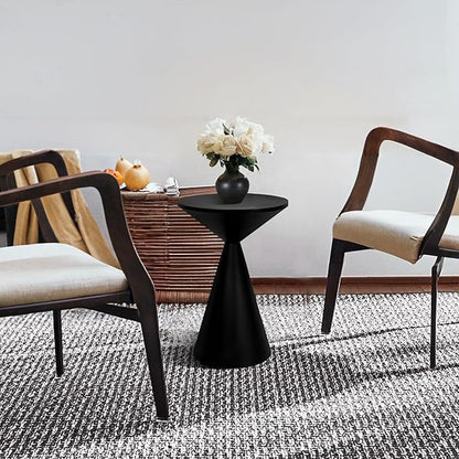 Small Drink Table, Round Martini Table, Drum End Table Side Table, Metal Accent Table,for Small Space Living Room, Bedroom, Black