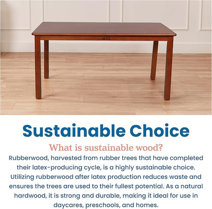 ECR4Kids 30in x 48in Rectangular Hardwood Table with 22in Legs, Kids Furniture, Dark Walnut