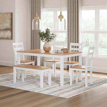 Signature Design by Ashley Gesthaven Solid Wood Frame Dining Chair, Set of 2, White/Natural