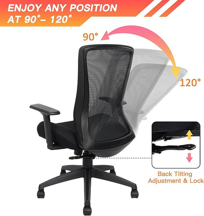 400lbs Big and Tall Office Chair, Mesh Office Desk Chair with Lumbar Support, Comfy Executive Swivel Computer Chair with Adjustable Height,2D Armrests and Tilt Lock
