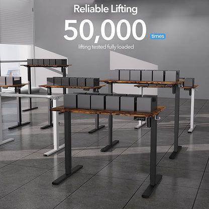 Electric Standing Desk Adjustable Height, 40x24 Inches Sit Stand up Desktop for Home Office, Ergonomic Rising Computer Table with Memory Preset, Rustic Brown