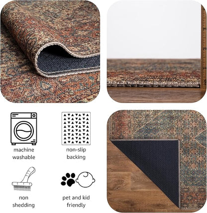 Keen Home Design 2x3 Rug - Machine Washable Entry Rug with Non-Slip Backing, Ideal for Enteryway, Kitchen, Bathroom, Laundry Room - Vintage, Easy Clean, Durable, Low Pile Rug - (2' x 3')