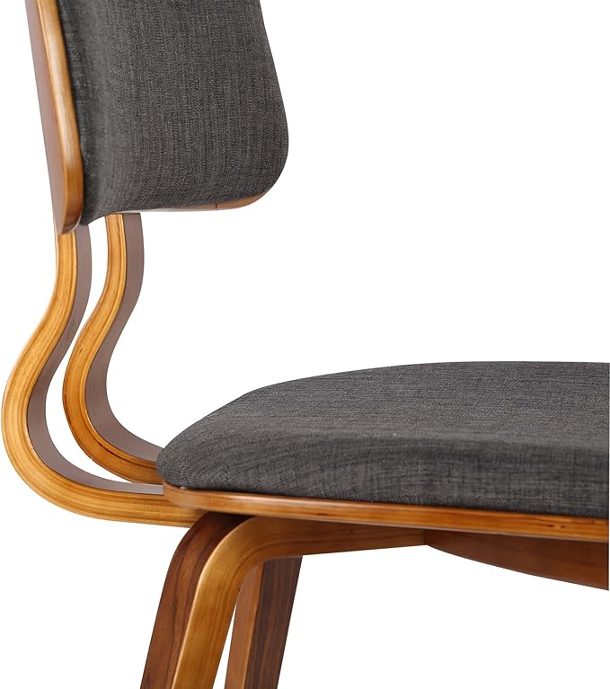 Armen Living Jaguar Mid-Century Dining Chair in Walnut Wood and Charcoal Fabric - Set of 4