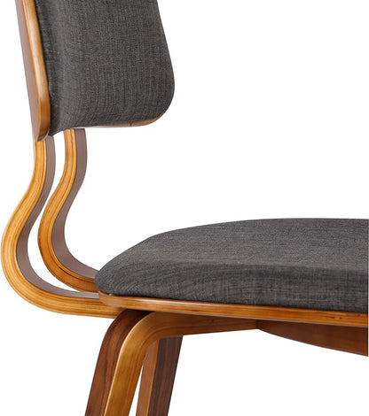 Armen Living Jaguar Mid-Century Dining Chair in Walnut Wood and Charcoal Fabric - Set of 4