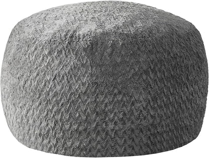 Hobestluk 3ft Bean Bag Chairs for Adults Large Beanbag Chair with Chevron Plush Fur Cover Big Bean Bag Chair for Living Room Bedroom Dorm Office - Grey (36” x 36” x 22”)