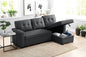 82 Inch Convertible Sleeper Sectional Sofa with Storage Chaise and Pull-Out Bed, Linen Upholstered Reversible Corner Couch, Modular L Shaped Couches for Living Room, Home Furniture, Dark Gray