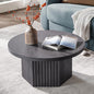 SICOTAS Round Coffee Table for Living Room, Mid Century Modern Fluted Center Coffee Table with Storage, 32" Circle Accent Tea Dining Table for Apartment, Dark Grey Alder