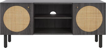 SAFAVIEH Home Collection Ophelia Distressed Black 2-Door 2-Shelf Entertainment Media Stand (Fits up to a 50" Flatscreen TV)