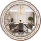 32'' Boho Wooden Large Round Wall Mirrors, Rustic Farmhouse Circle Mirrors Decorative Mirrors for Bathroom, Bedroom Over Sink, Living Room, Entryway