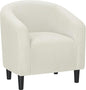Yaheetech Accent Barrel Chair, Corduroy Fabric Club Chair, Furry Sherpa Elegant Armchair with Cozy Soft Padded, Suitable for Living Room Bedroom Reception Room Office, Beige