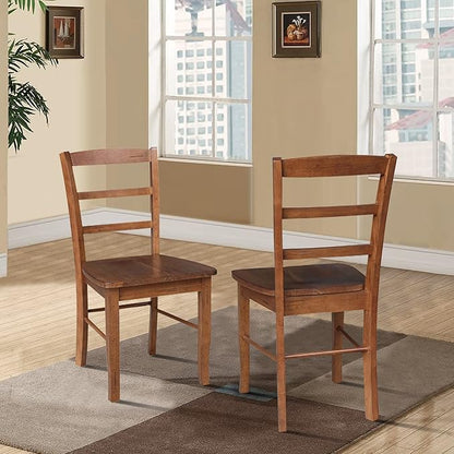 IC International Concepts Set of Two Madrid Ladderback Dining Chairs, Distressed Oak