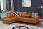 Ball & Cast 98" L Shaped Sectional Couch for Living Room with Chaise & Nailhead Trim,4 Seat Faux Leather Upholstered Modular Sectional Sofa Set 2 PCS W/Cup Holder & Coffee Table,for Home,Office,Ginger