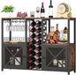 Homeiju Mini Bars for Home, Wooden Coffee Bar Cabinet, Modern Liquor Cabinet for Liquor and Glasses, Farmhouse Buffet Wine Cabinet with Storage Sideboard for Home Kitchen Dining Room
