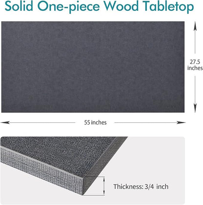 Kaboon Universal Tabletop 55"x27.5", Solid One-Piece Melamine Table Top, Double Desk L-Desk DIY, Home and Office Countertop, Fabric Blue