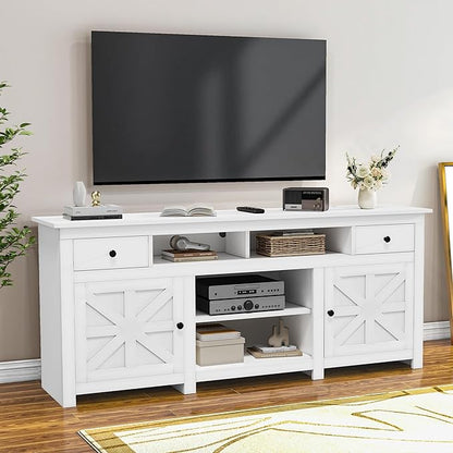 YITAHOME TV Stand for 75/80 Inch TV, Entertainment Center, TV Cabinet with Drawers and Power Outlet, White TV Console for Living Room Furniture (70 Inch Lenght 30 Inch High)