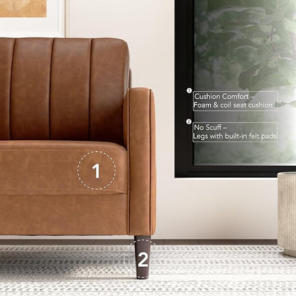 Bush Home 32-inch Accent Chair, Living Room Furniture, Max Collection, Buffed Camel Vegan Leather