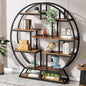Tribesigns Bookshelf, Round Bookshelves Etagere Bookcase, 63 Inch Industrial Wood Book Shelf with Staggered Shelves, Rustic Open Shelving Organizer Rack Display Shelf for Home Office, Living Room