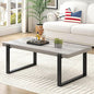 FOLUBAN Modern Coffee Table, Rustic Wood and Metal Center Table, Rectangle Cocktail Tea Table for Living Room, Light Grey, 47 Inch