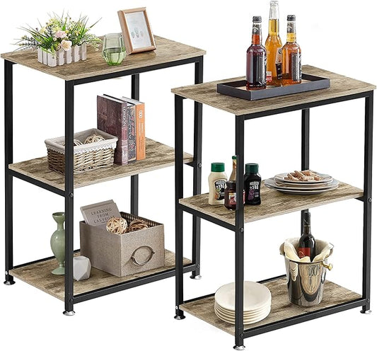 VECELO Tall End Side Table,30" Height Nightstand with 3-Tier Storage Shelf for Living Room Bedroom Office Hallway Study