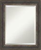 Amanti Art Brown Wall Mirror 25x21 Alta Rustic Char Rectangle Bathroom Mirror for Wall Decor Living Room, Small Rustic Farmhouse Frame, Hangs Horizonally and Vertically, Bathroom Decor, Beveled Edge