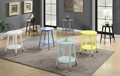 Convenience Concepts 7103050ES Wilson Mid Century Round End Table with Bottom Shelf, Espresso, 18 in x 18 in x 24 in (D x W x H)