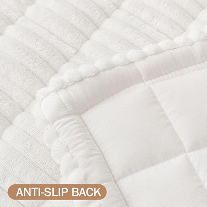 Smiry Couch Cover for Dogs Washable, Non Slip Fuzzy Pet Couch Covers for 3 Cushion Sofa Pet Friendly, Thick Soft Sofa Slipcovers Cushion Protector (White, 27.6" x 59")