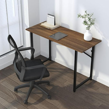 Folding Computer Desk 47 inch Writing Gaming Computer Camping Table, No Assembly Required Home Office Desk, Espresso