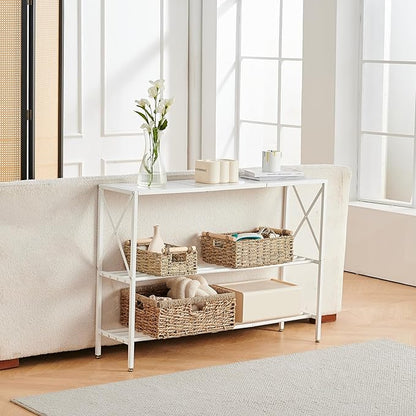Wimarsbon Console Table,Multifunctional Sofa Side Table with Shelves,Behind Couch TV Tables with Metal Frame,Accent Display Stand for Hallway,Entrance (41.9" 3-Layer White Frame)