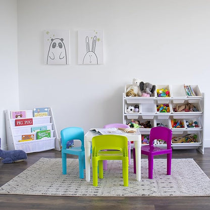 Humble Crew Kids Table and 4 Chair Set, White Table with Chairs - Sturdy Toddler Activity Table for Playtime, Arts, Crafts, Reading, and More - 5-Piece Children’s Furniture for Daycare Playroom