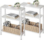3-Tier Side Table Set of 2, Small End Table, Sofa Side Table for Narrow Spaces, Slim End Table, Nightstand Table, for Living Room Bedroom Office, White