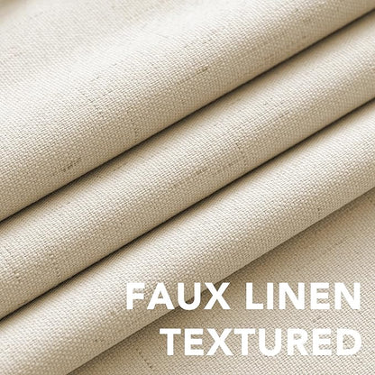 H.VERSAILTEX 100% Blackout Curtains for Bedroom Thermal Insulated Linen Textured Curtains Heat and Full Light Blocking Drapes Living Room Curtains 2 Panel Sets, 42x45 Inch, Bleached Sand