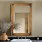 Bathroom Mirror for Wall with Wooden Frame, 36"x24" Solid Wood Vanity Mirror for Farmhouse, Bathroom, Bedroom Decor, Vertical or Horizontal Hanging