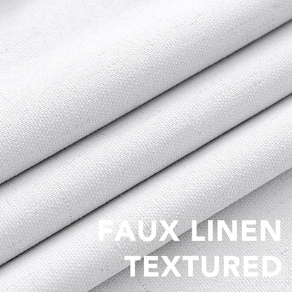 H.VERSAILTEX 100% Blackout Curtains for Bedroom Thermal Insulated Linen Textured Curtains Heat and Full Light Blocking Drapes Living Room Curtains 2 Panel Sets, 52x84 - Inch, Pure White