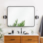 24x36 Inch Rectangle Bathroom Mirror with Black Metal Frame, Rounded Corner Rectangular Vanity Mirror for Wall, Modern Large for Bedroom, Living Room, Horizontal or Vertical