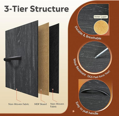 WLIVE Tall Dresser for Bedroom, 7 Drawer Dressers & Chests of Drawers, Fabric Dresser for Closet, Night Stand with Metal Frame, Storage Tower with Fabric Bins, Woodtop, Charcoal Black Wood Grain Print
