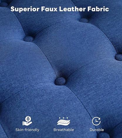 Tbfit Large Square Tufted Upholstered Ottoman and Coffee Table with Storage, Oversized Footrest Bench for Living Room Bedroom, Blue