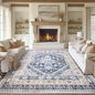 zesthome 9x12 Area Rugs,Stain Resistant Washable Rug,Ultra-Thin Rugs for Living Room,Bedroom,Non-Slip Backing Home Decor Large Area Rug (Blue/Beige,9'x12')